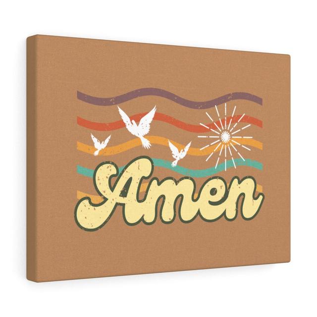 Amen - Wrapped Canvas Typography Blue Elephant on Productcaster.