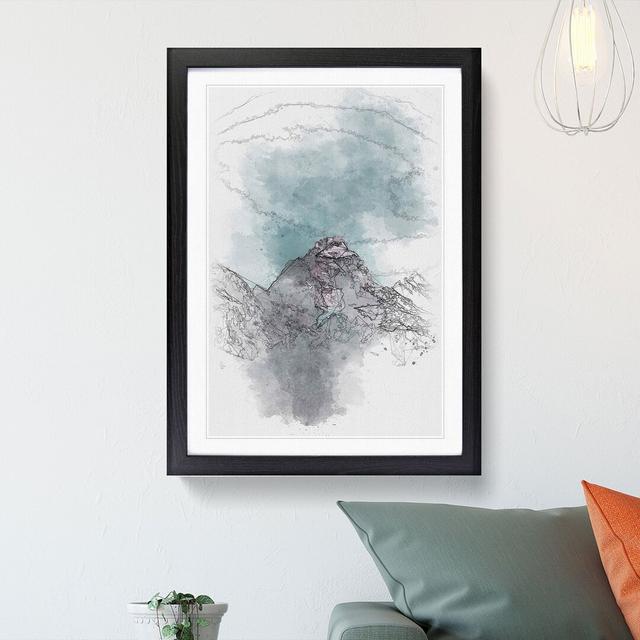 Mountain Peak In Wyoming Sketch - Picture Frame Painting Print East Urban Home Format: Black Framed, Size: 87cm H x 62cm W x 2cm D on Productcaster.