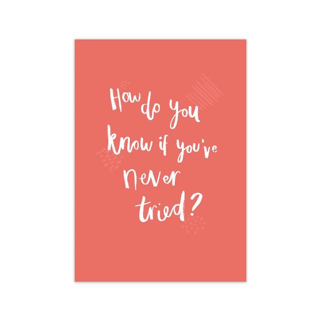 How Do You Know If You've Never Tried A by Laura Irwin - Graphic Art Print on Paper Happy Larry Size: 59.4cm H x 42cm W x 3cm D, Frame Option: No Fram on Productcaster.