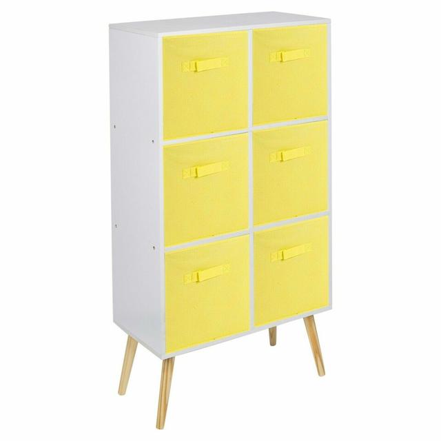 Zabarsaya Bookcase 17 Stories Colour: White/Yellow/Pine on Productcaster.