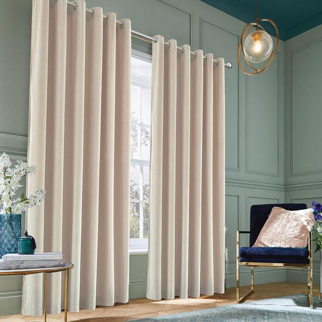 Alsey 100% Crushed Velvet Eyelet Semi Sheer Luxury Window Drapes Curtain Fairmont Park Panel Size: 168 W x 183 D cm, Colour: Beige on Productcaster.