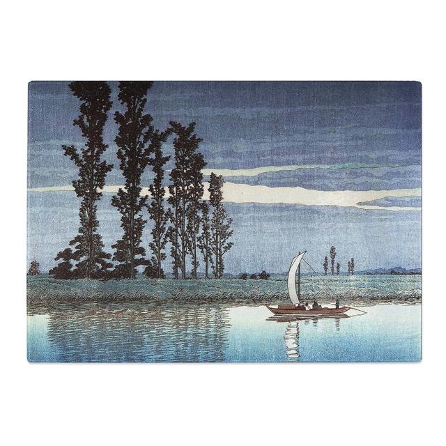 Tempered Glass Evening of Ushibori by Hasui Kawase Chopping Board East Urban Home Size: 39 cm x 28.5 cm on Productcaster.