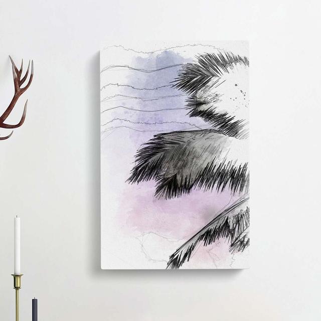 Palm Tree During Sunset In Abstract - Wrapped Canvas Print East Urban Home Size: 60cm H x 40cm W x 3cm D on Productcaster.