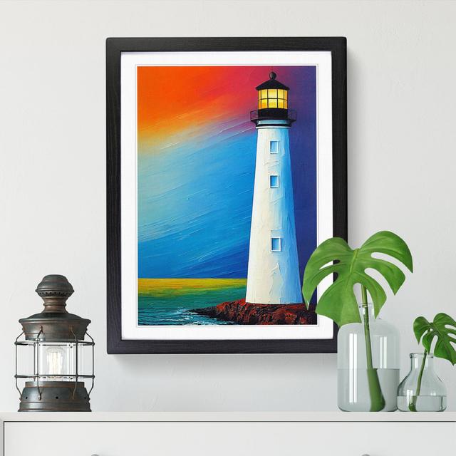 Lighthouse Painted Vol.5 - Picture Frame Graphic Art Big Box Art Size: 64cm H x 46cm W x 2cm D, Frame Colour: Oak on Productcaster.