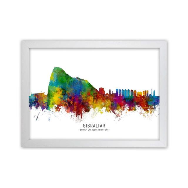 Gibraltar Skyline by Michael Tompsett - Graphic Art Ebern Designs Format: White Framed, Size: 64cm H x 88cm W x 3cm D on Productcaster.