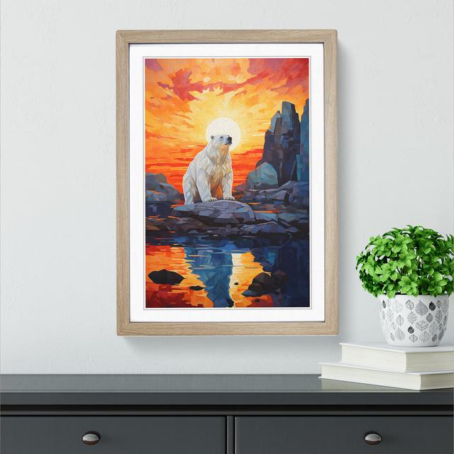 XYZ-FRM-V1223-5209 Polar Bear Orphism No.3 - Single Picture Frame Print on Wood Big Box Art Frame Colour: Oak, Size: 46cm H x 34cm W x 2cm D on Productcaster.