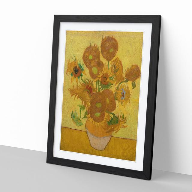 Fifteen Sunflowers by Vincent Van Gogh - Picture Frame Painting on MDF East Urban Home Size: 65cm H x 48cm W x 2cm D, Frame Option: Black Framed on Productcaster.