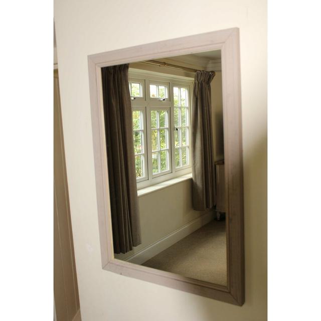 Wood Framed Wall Mounted Accent Mirror in Beige Hokku Designs Size: 114cm H x 81cm W on Productcaster.