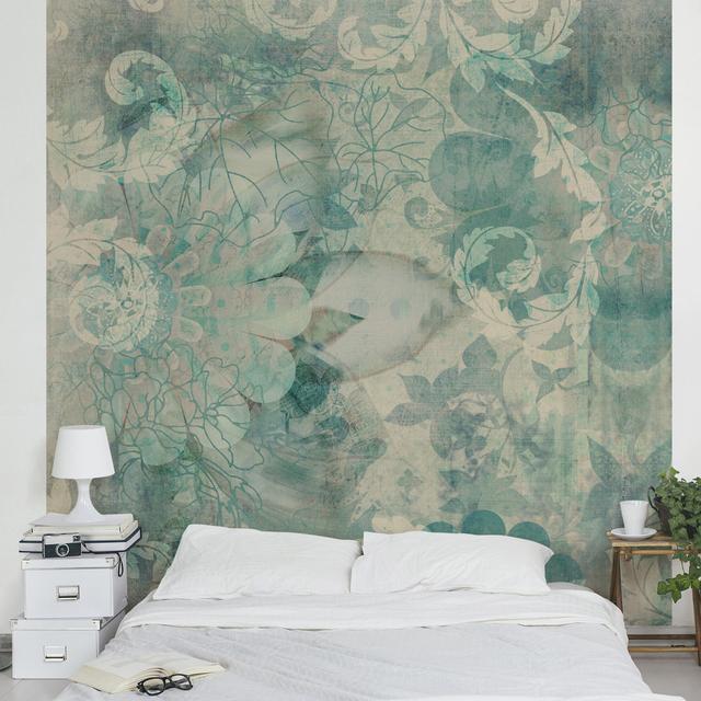 Icy Flowers 1.92m x 1.92m Textured Matte Peel & Stick Wall Mural East Urban Home Size: 3.36m x 336cm on Productcaster.