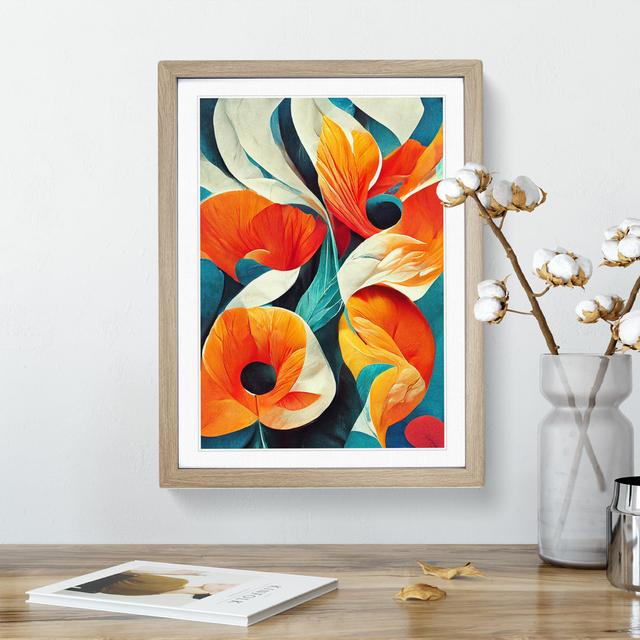 Floral In Abstract No.4 - Single Picture Frame Painting Latitude Run Size: 64cm H x 46cm W x 2cm D, Frame Colour: Oak on Productcaster.