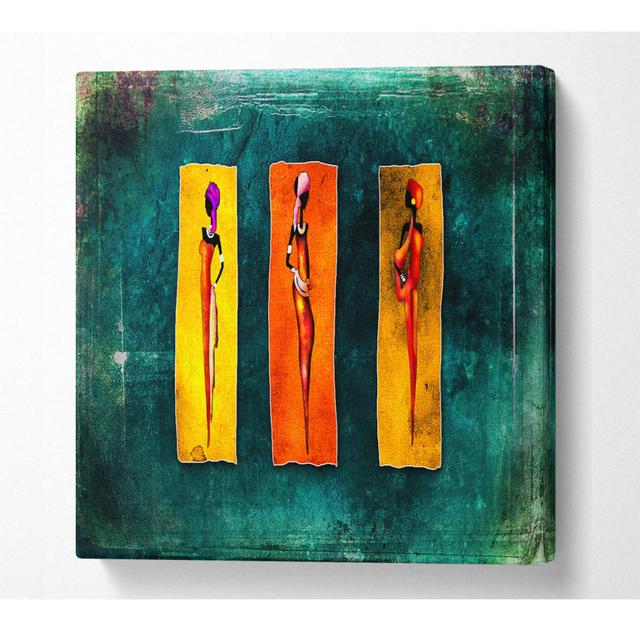 Branae Three Traditional African - Wrapped Canvas Art Prints Metro Lane Size: 50.8cm H x 50.8cm W x 10cm D on Productcaster.