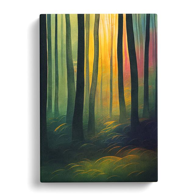 Forest Watercolour Art No.3 - Wrapped Canvas Graphic Art Alpen Home Size: 50cm H x 35cm W x 3cm D on Productcaster.