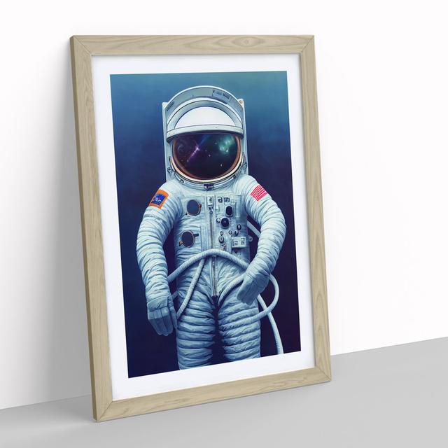 Unreal Astronaut - Picture Frame Graphic Art George Oliver Size: 46cm H x 34cm W x 2cm D, Frame Colour: Oak on Productcaster.