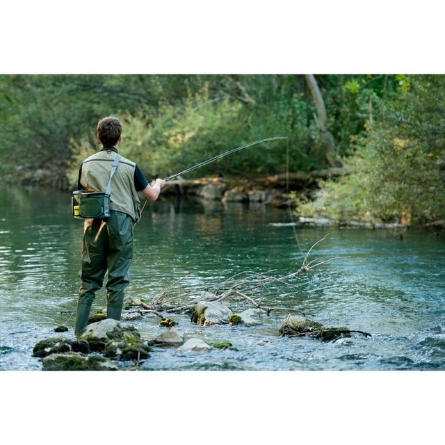 Fisherman Fishing by Samotrebizan - Wrapped Canvas Print 17 Stories Size: 30cm H x 46cm W on Productcaster.