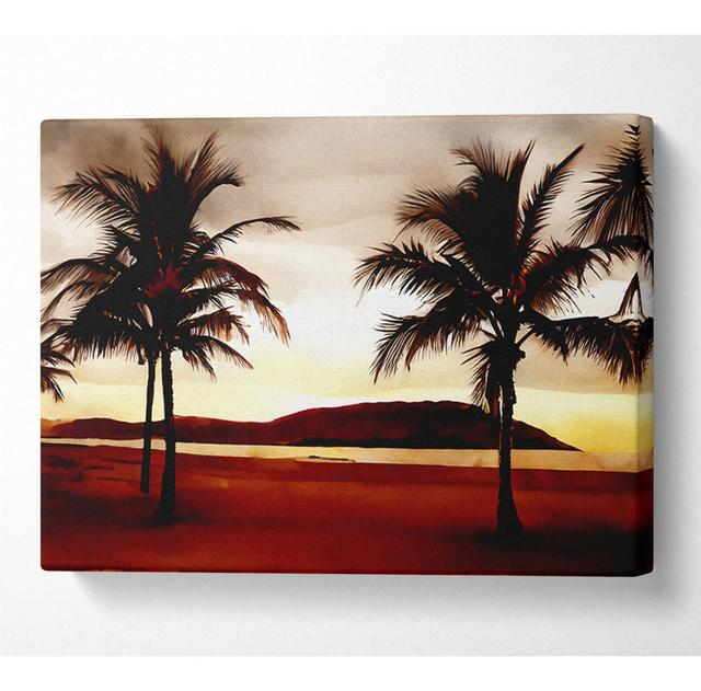 Beach Palmtree Mountain View - Wrapped Canvas Art Prints Sansibar Home Größe: 81 cm H x 121,9 cm B on Productcaster.