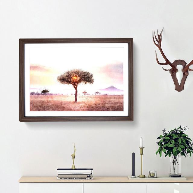 Lone Tree in the Serengeti in Tanzania - Picture Frame Graphic Art Print on MDF East Urban Home Frame Option: Walnut Framed, Size: 24cm H x 33cm W x 2 on Productcaster.