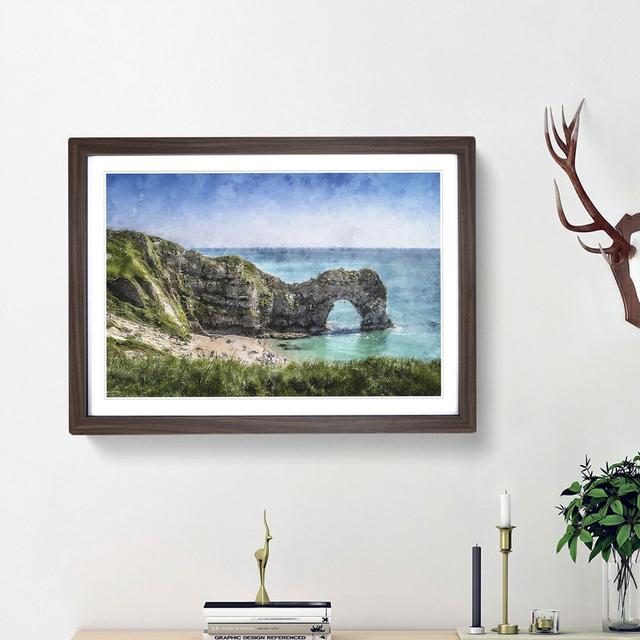 Durdle Door Cliffs in Dorset - Picture Frame Painting Print on MDF East Urban Home Size: 33cm H x 45cm W x 2cm D, Frame Option: Walnut Framed on Productcaster.