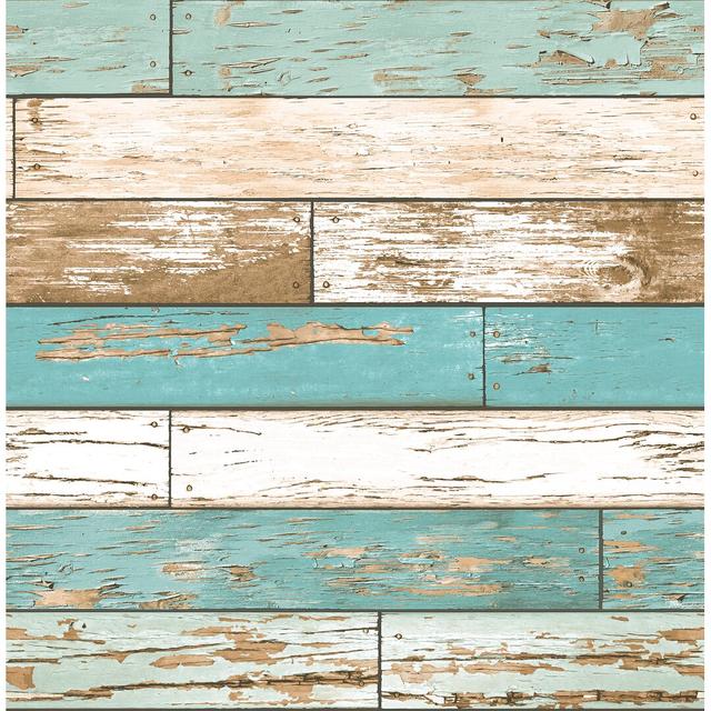 Kiana Scrap 10.05m x 52cm Wood Roll Wallpaper Beachcrest Home Colour: Turquoise on Productcaster.