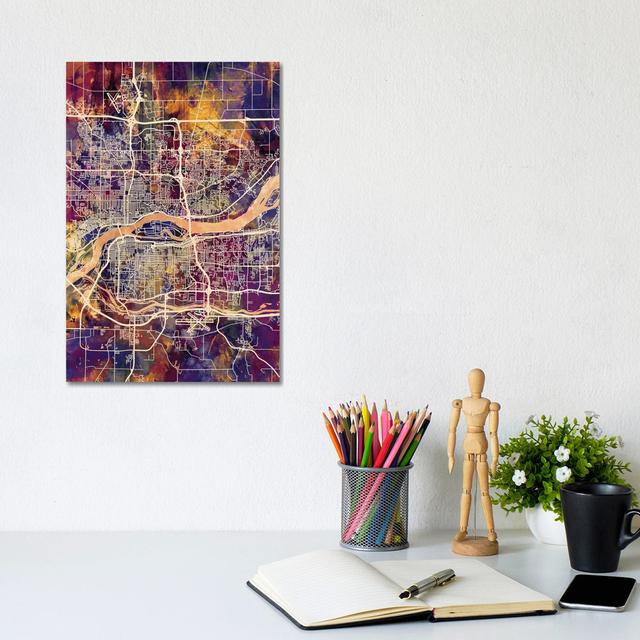 Quad Cities Street Map IV by Michael Tompsett - Wrapped Canvas Gallery-Wrapped Canvas Giclée Borough Wharf Size: 30.48cm H x 20.32cm W x 1.91cm D on Productcaster.