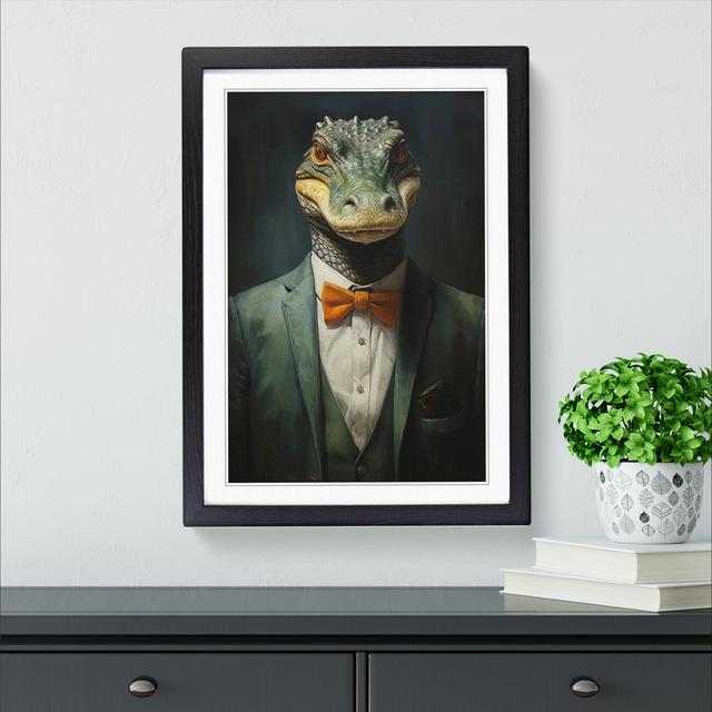 Crocodile in a Suit Painting Happy Larry Size: 46cm H x 34cm W x 2cm D, Frame Colour: Black on Productcaster.