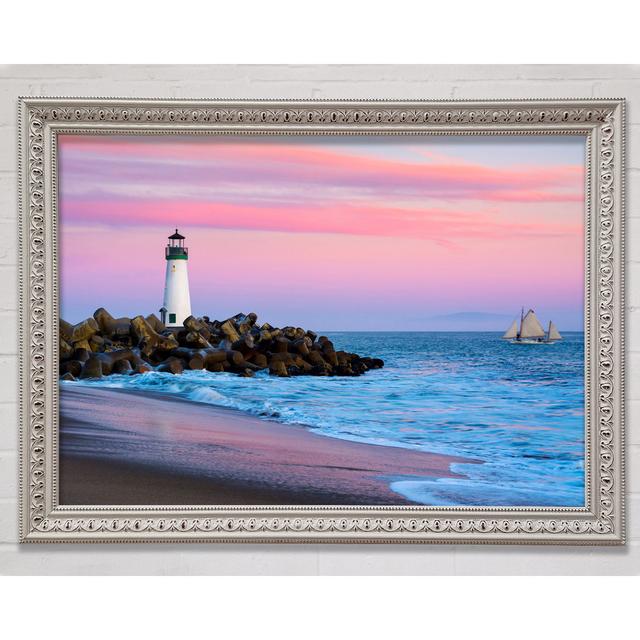 Sailboat Lighthouse - Single Picture Frame Art Prints Bright Star Size: 42cm H x 59.7cm W x 3cm D on Productcaster.