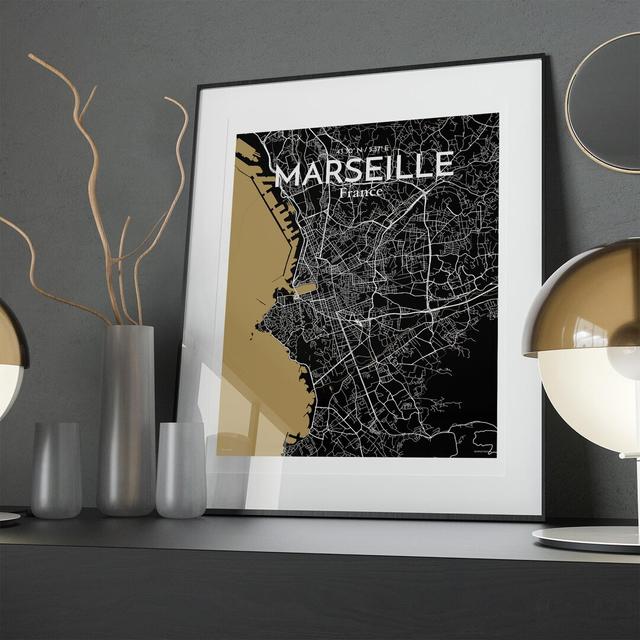 Marseille City Map in Luxe - Graphic Art Print on Paper Borough Wharf Size: 20cm H x 16cm W x 0.05cm D on Productcaster.