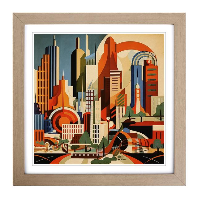 City Of Los Angeles Constructivism No.1 - Single Picture Frame Print on Wood 17 Stories Format: Oak on Productcaster.