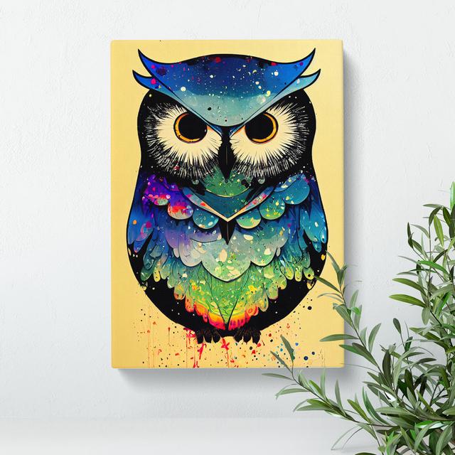 Paint Splashed Owl No.2 Abstract - Wrapped Canvas Graphic Art Alpen Home Size: 76cm H x 50cm W x 3cm D on Productcaster.