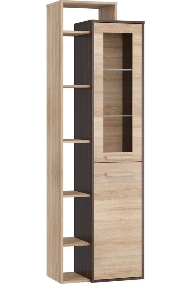 French Display Cabinet Latitude Run Door Orientation: Left, Colour: Dark Sonoma/Bright Sonoma on Productcaster.