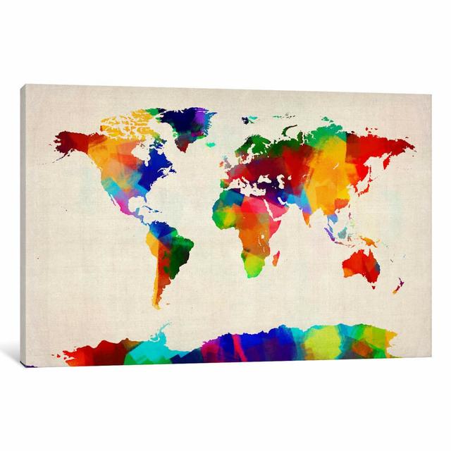 'Map of the World IV' Graphic Art on Wrapped Canvas East Urban Home Format: Wrapped Canvas, Size: 30.48cm H x 45.72cm W x 1.91cm D on Productcaster.