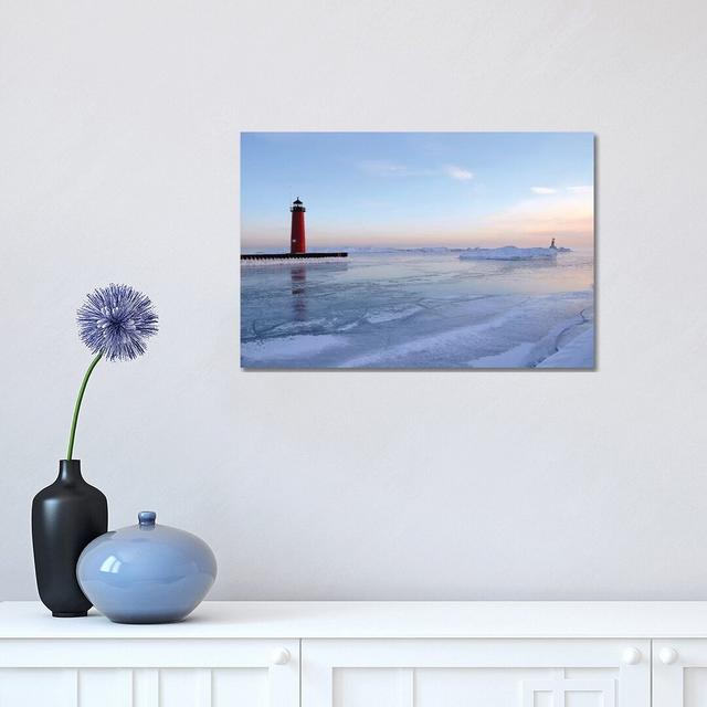 Frozen Harbor by Brian Wolf - Wrapped Canvas Print Longshore Tides Size: 30.48cm H x 45.72cm W x 1.91cm D on Productcaster.