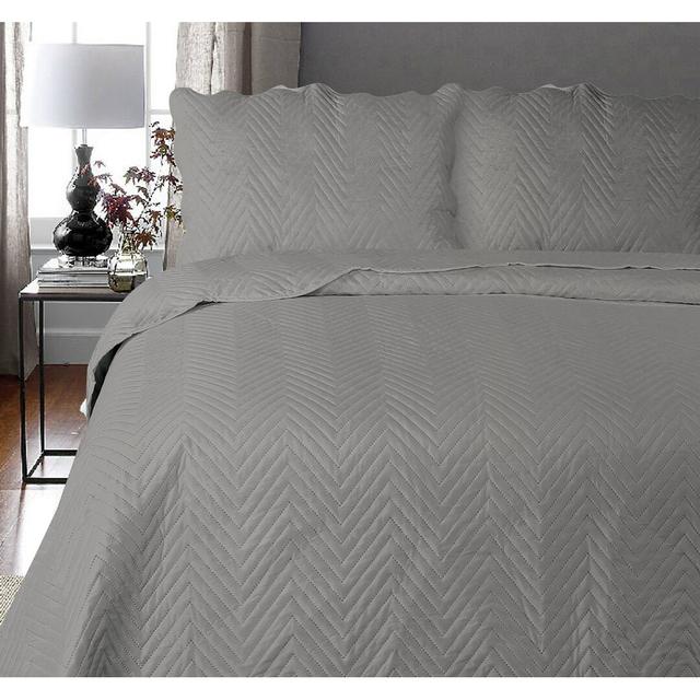 Gaitane Duvet Cover Set Latitude Run Size: Double Duvet Cover + 2 Standard Pillowcase, Colour: Grey on Productcaster.