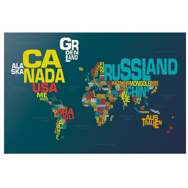 World Map Letters Textured Semi-Gloss Wallpaper Roll East Urban Home Material quality: Standard (110g/m²), Size: 3.84m x 255cm on Productcaster.