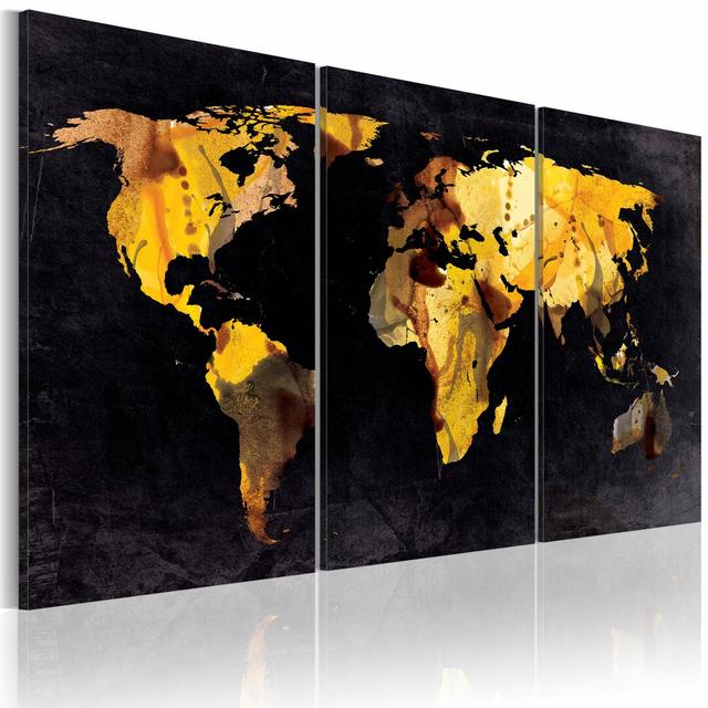 The World Map Quicksands - 3 Piece No Frame Print on Canvas East Urban Home Size: 60cm H x 120cm W on Productcaster.