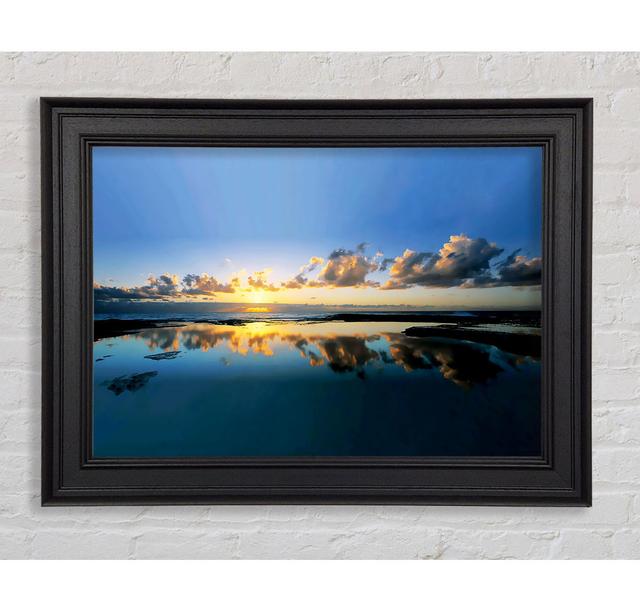 Golden Reflection Lake Framed Print Highland Dunes Size: 100cm H x 141.4cm W x 8cm D, Frame Colour: Black on Productcaster.