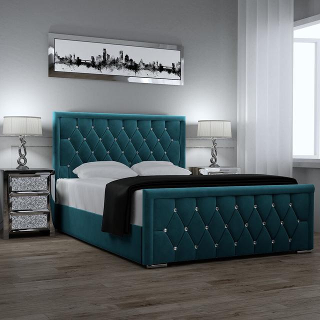 Chenault Upholstered Bed Frame Rosdorf Park Size: Double (4'6), Colour: Mallard on Productcaster.