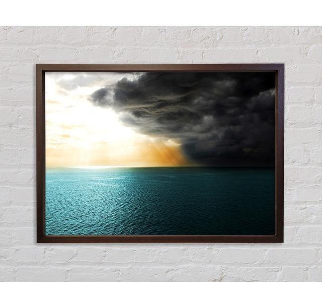 Sea Storm Framed Print Wall Art Highland Dunes Size: 100cm H x 141.4cm W x 3.3cm D, Format: Walnut Framed Canvas on Productcaster.