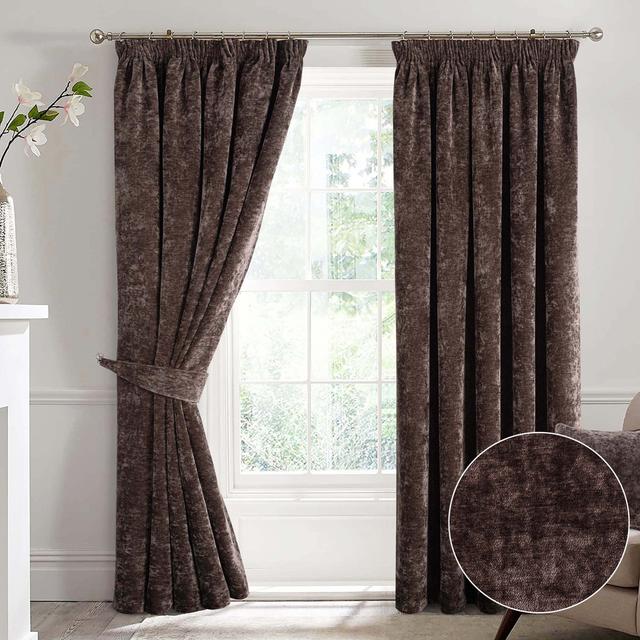 Branigans Velvet Complete Blackout Pencil Pleat CURTAINS Pair Rosdorf Park Panel Size: 165cm Width x 183cm Drop, Curtain Colour: Chocolate on Productcaster.