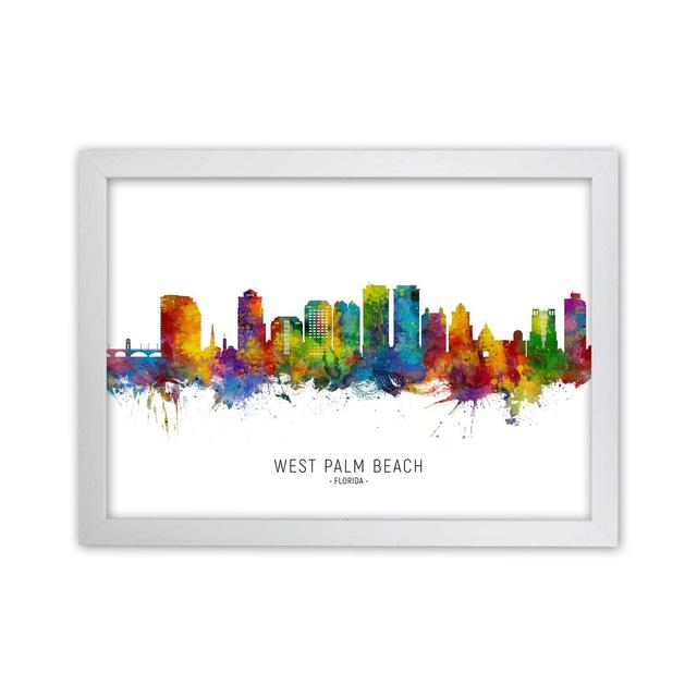 West Palm Beach Florida Skyline by Michael Tompsett - Print Latitude Run Format: White Framed, Size: 46cm H x 63cm W x 3cm D on Productcaster.