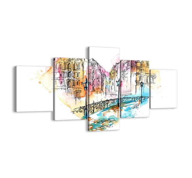 Heart of the City - 5 Piece Graphic Art Print Set on Canvas Brayden Studio Size: 70 cm H x 125 cm W x 1.8 cm D on Productcaster.