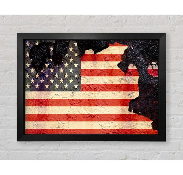 American Flag Cracked Framed Print Williston Forge Size: 100.1cm H x 141.4cm W x 3.4cm D, Format: Black Framed Paper on Productcaster.