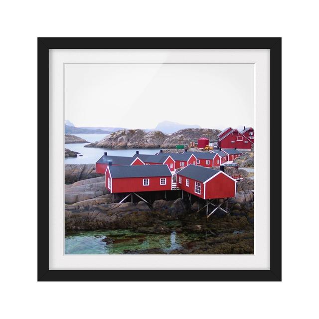 Village in the Fjords - Picture Frame Photograph Print on Paper East Urban Home Frame Options: Matt black, Size: 50cm H x 50cm W on Productcaster.