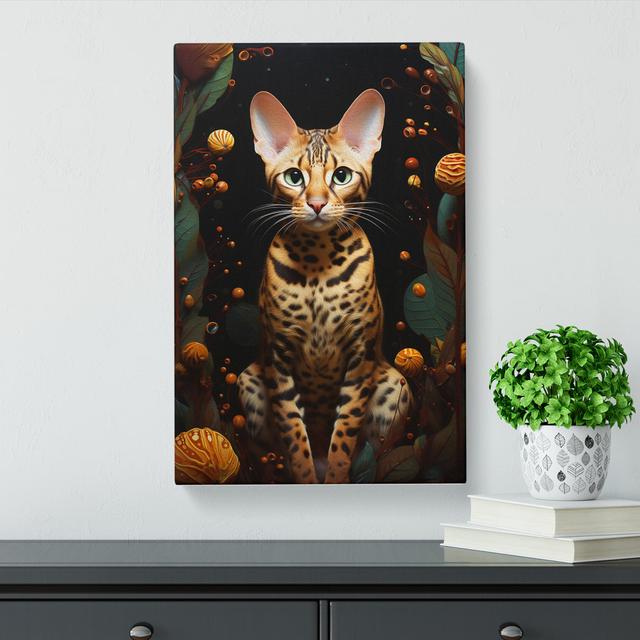 Bengal Cat Surrealism - No Frame Print Marlow Home Co. Size: 60cm H x 40cm W x 3cm D on Productcaster.