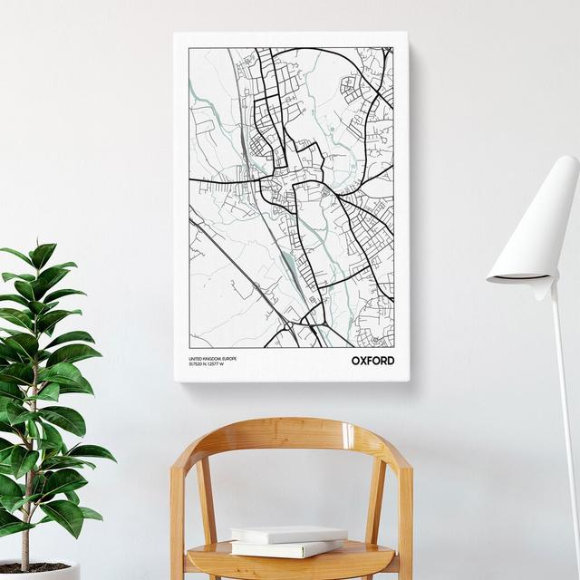 Map Oxford UK - Wrapped Canvas Print East Urban Home Size: 91cm H x 60cm W x 3cm D on Productcaster.