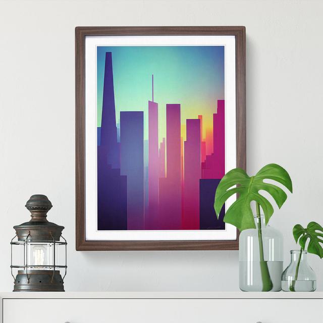 Astounding City Skyline Abstract - Single Picture Frame Print 17 Stories Size: 34cm H x 25cm W x 2cm D, Frame Colour: Walnut Framed on Productcaster.