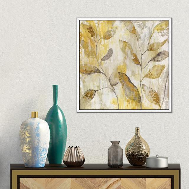 Golden Vine by Tava Studios - Gallery-Wrapped Canvas Giclée on Canvas Lark Manor Format: White Framed, Size: 45.72cm H x 45.72cm W x 3.81cm D on Productcaster.