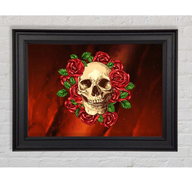 Roses Round A Skull Framed Print Happy Larry Size: 100cm H x 141.4cm W x 8cm D on Productcaster.