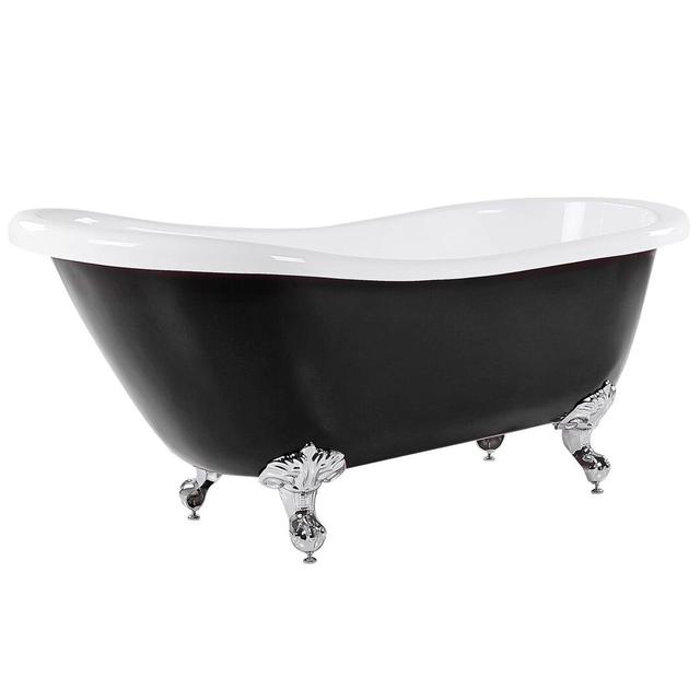 Holtzclaw 1530 X 770 Mm Freestanding Bathtub Mercer41 Size: 78cm H x 170cm W x 80cm D, Finish: Black/Silver on Productcaster.