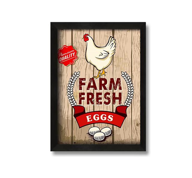 Farm Fresh Eggs - Picture Frame Graphic Art on Canvas Maturi Size: 60cm H x 42cm W x 10cm D on Productcaster.