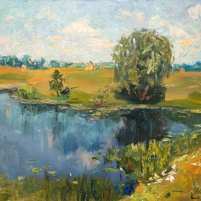 Verdant Fields by Marmont Hill - Wrapped Canvas Painting Rosalind Wheeler Size: 122cm H x 122cm W x 3.81cm D on Productcaster.